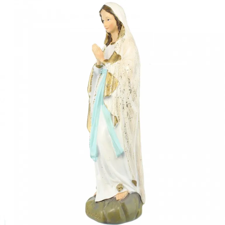 Palais du Rosaire Statue Notre Dame de Lourdes à paillettes en résine 28cm^ Statue De Notre Dame De Lourdes