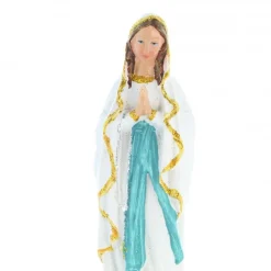 Palais du Rosaire Statue Notre Dame de Lourdes en résine colorée avec paillettes dorées 15cm^ Statue De Notre Dame De Lourdes
