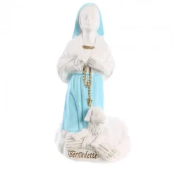 Palais du Rosaire Statue résine de Sainte Bernadette blanche et bleue de 6cm^ Statue De Sainte Bernadette