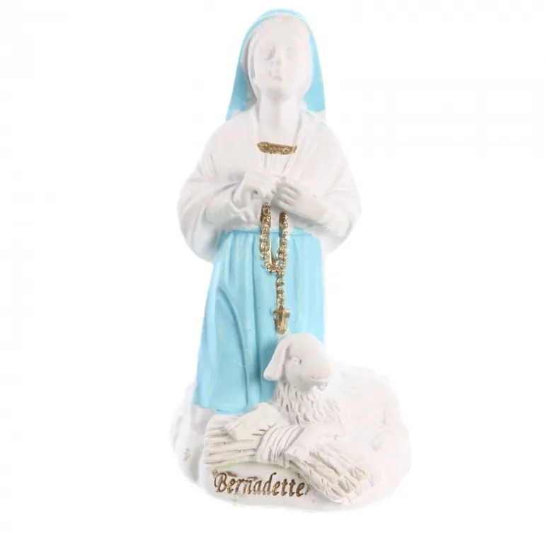 Palais du Rosaire Statue résine de Sainte Bernadette blanche et bleue de 6cm^ Statue De Sainte Bernadette