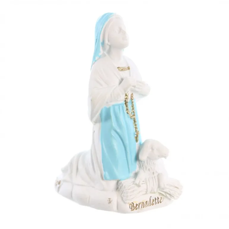 Palais du Rosaire Statue résine de Sainte Bernadette blanche et bleue de 6cm^ Statue De Sainte Bernadette