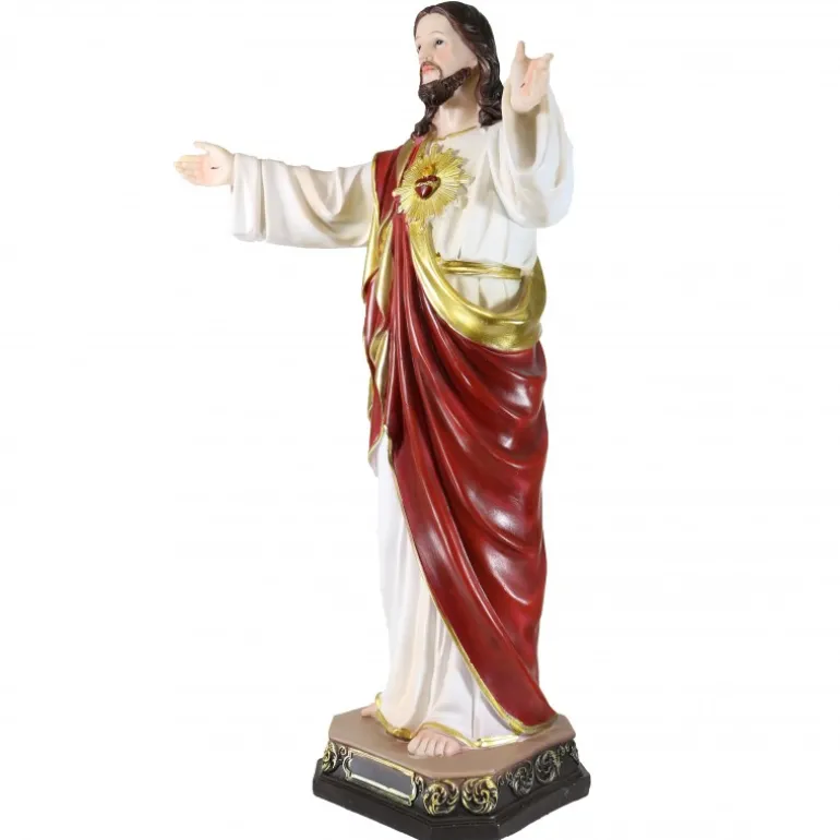 Palais du Rosaire Statue Sacré Coeur de Jésus de 60cm en résine^ Sacré-Coeur De Jésus | Statue De Grande Taille