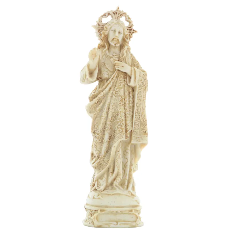Palais du Rosaire Statue Sacré-Coeur de Jésus en Pierre et résine 22cm^ Sacré-Coeur De Jésus