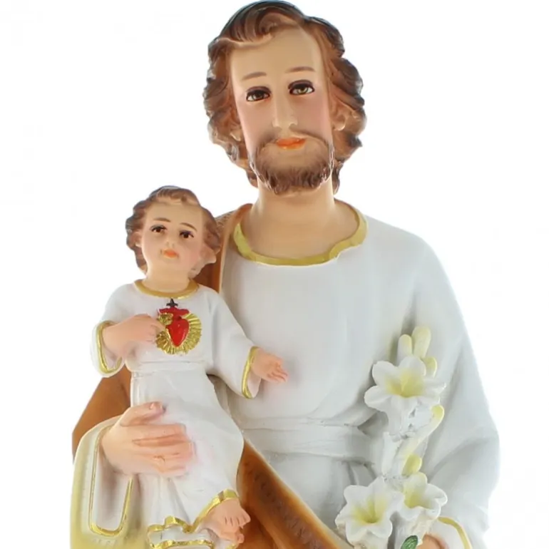 Palais du Rosaire Statue Saint Joseph et enfant Jésus en résine 50cm^ Statue De Saint Joseph