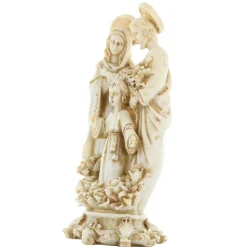Palais du Rosaire Statue Sainte Famille aux fleurs en pierre et résine 22cm^ Statue De La Sainte Famille