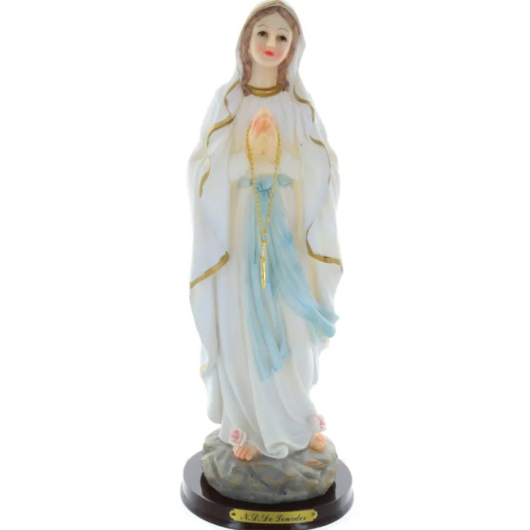 Palais du Rosaire Statue Vierge Marie décorée en résine 30 cm^ Statue De Notre Dame De Lourdes