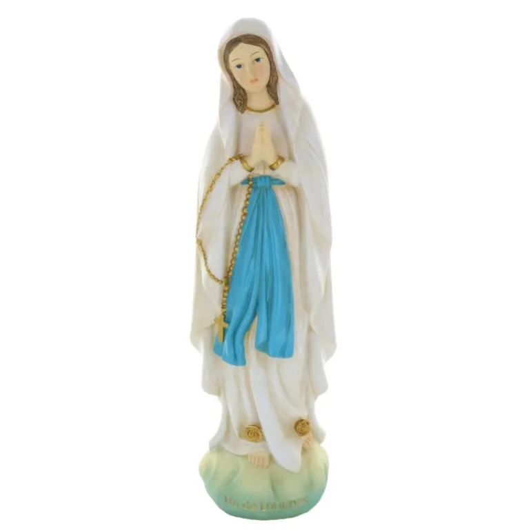 Palais du Rosaire Statue Vierge Marie en résine colorée sur rocher 50 cm^ Statue De Notre Dame De Lourdes