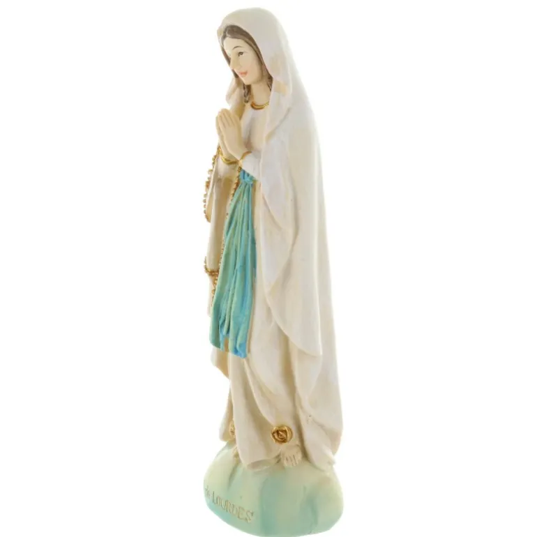 Palais du Rosaire Statue Vierge Marie en résine colorée sur rocher 14 cm^ Statue De Notre Dame De Lourdes