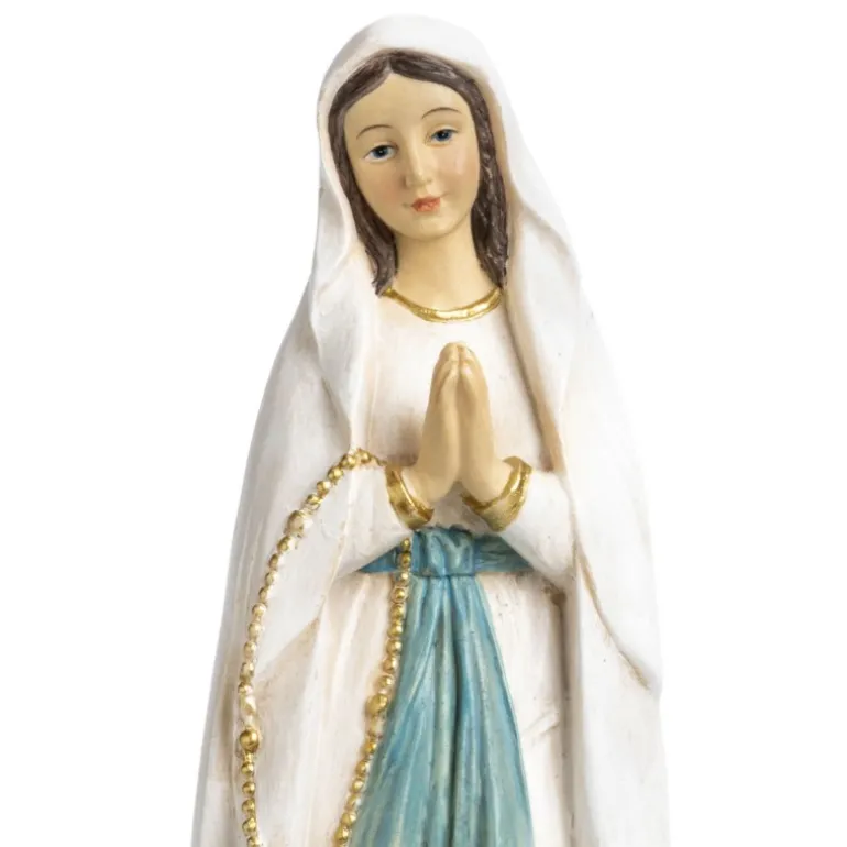 Palais du Rosaire Statue Vierge Marie et Basilique de Lourdes en résine 14 cm^ Statue De Notre Dame De Lourdes