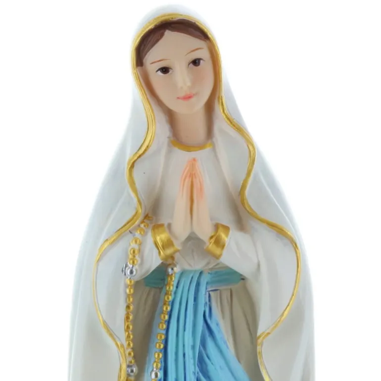 Palais du Rosaire Statue Vierge Marie sur un rocher 25cm en résine décorée^ Statue De Notre Dame De Lourdes