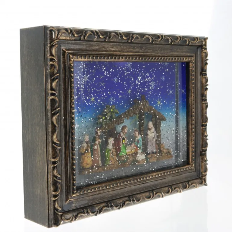 Palais du Rosaire Tableau mural de la Crèche de Noel avec effet soufflant -scintillant^ Crèche