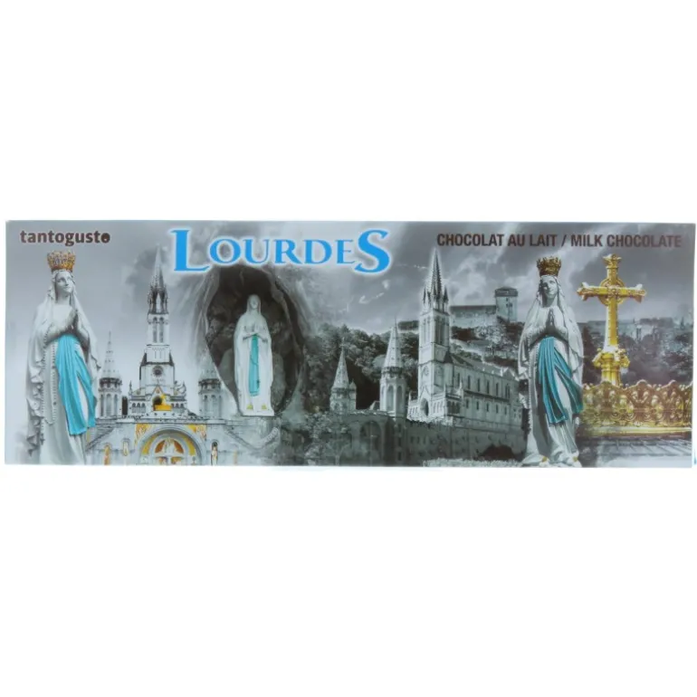 Palais du Rosaire Tablette chocolat au lait 300g et image de Lourdes^ Saveur Pyrénéenne Et Régionale | Coffret Gourmand Lourdes
