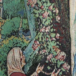 Palais du Rosaire Tenture en tissu de l'Apparition de Lourdes brodée en dorée^ Cadre Religieux