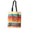 Palais du Rosaire Tote Bag avec rayures et Apparition de Lourdes noire^ Porte-Feuille