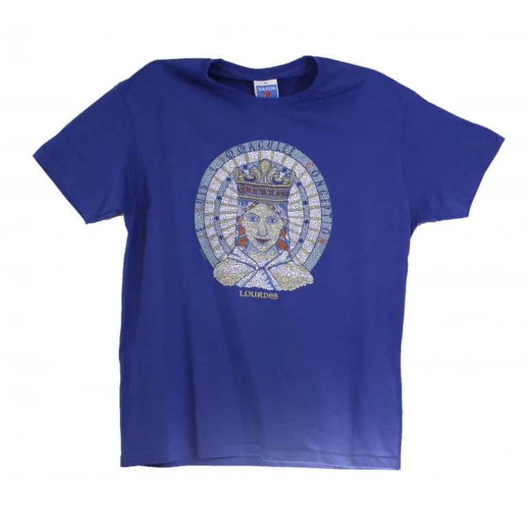 Palais du Rosaire T-shirt Bleu Mosaïque de la Vierge Marie de Lourdes^ Vêtement